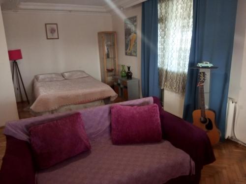 - un salon avec un canapé et un lit dans l'établissement halit ev 2, à Istanbul