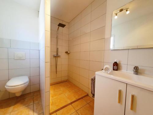 een badkamer met een toilet en een wastafel bij Roco Aigle 