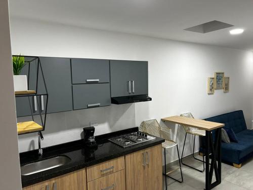 eine Küche mit einer Spüle und einer Arbeitsplatte in der Unterkunft Hospedaje LIZ in Tuluá