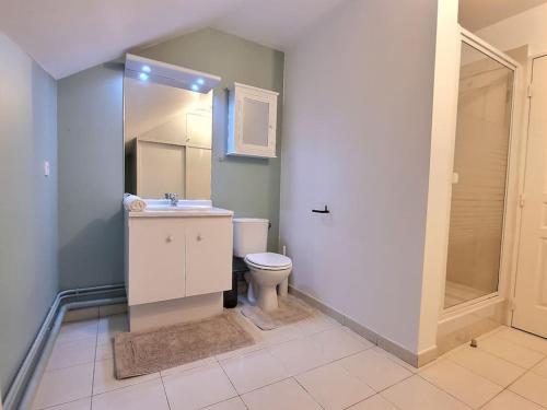 a bathroom with a toilet and a sink at Le Cosy à Quatre *Gare*Wifi*Paris*Disney* in Villiers-sur-Marne