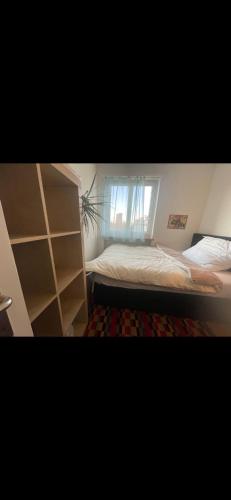 1 dormitorio con cama y ventana en Le bijou du 3ème arrondissement en Zúrich