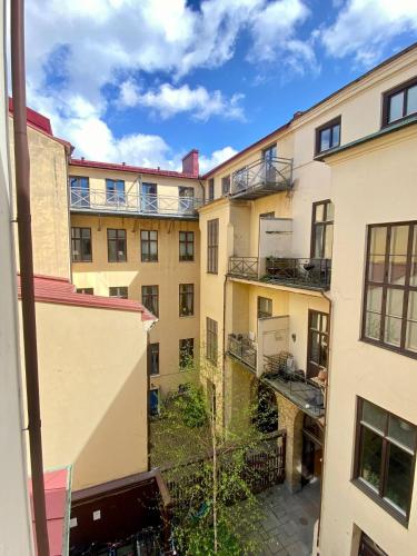 an overhead view of a group of buildings at Cozy Apartment In The Heart Of Gothenburg in Gothenburg
