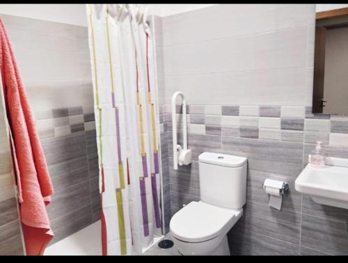 a bathroom with a toilet and a sink at Casa del Peregrino in Arzúa