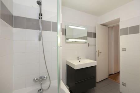 a bathroom with a shower and a sink at 303- Relaxez vous dans un studio de charme Paris 5 in Paris