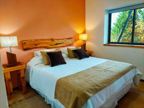 sypialnia z dużym łóżkiem w pokoju w obiekcie Tres Vistas w mieście Bariloche