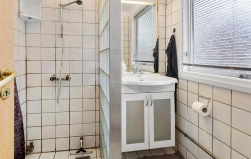 a bathroom with a sink and a shower at 3 Bedroom Amazing Home In Nysted in Nysted
