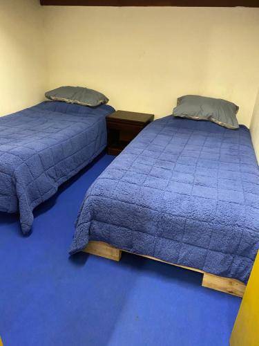 two beds sitting next to each other in a room at Comodo departamento in Puerto Montt
