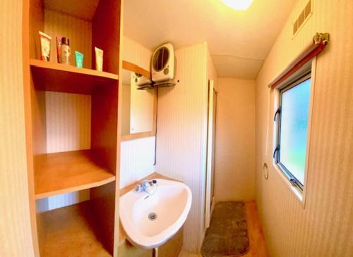 a small bathroom with a sink and a window at impasse des Terres Fortes in Romorantin