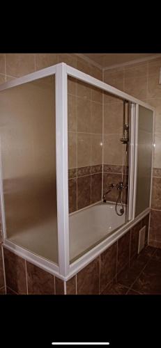 a shower in a bathroom with a bath tub at Moonglade Allure Houses in Polyana