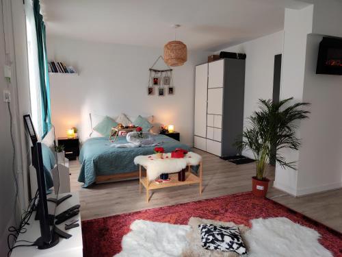 Llit o llits en una habitació de Romantic Cocon Home in Mulhouse