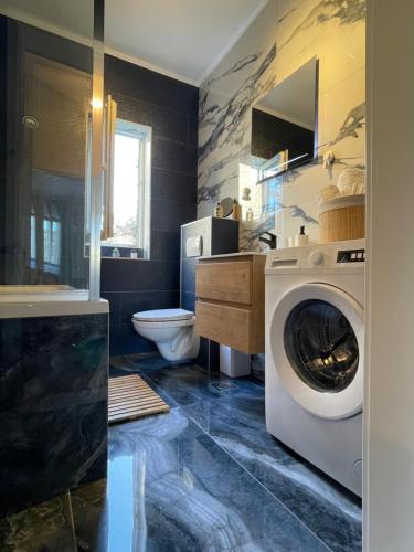Koupelna v ubytování Apartman “Gušt”
