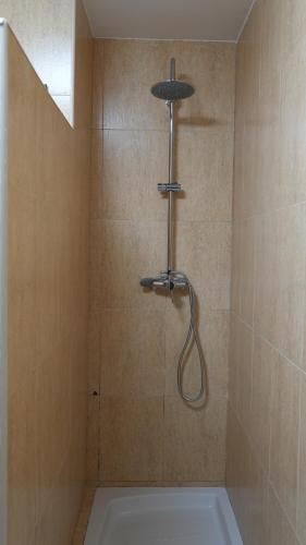 a shower with a shower head in a bathroom at Merced Alta in Jaén