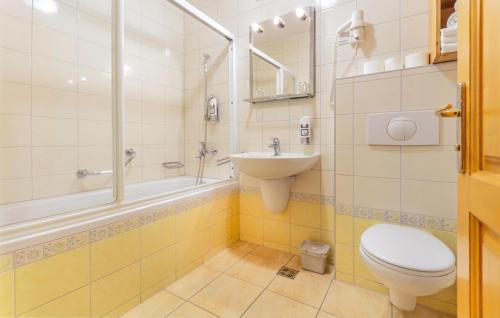 a bathroom with a toilet and a sink and a tub at Awesome Apartment In Pohorje With Indoor Swimming Pool in Hočko Pohorje