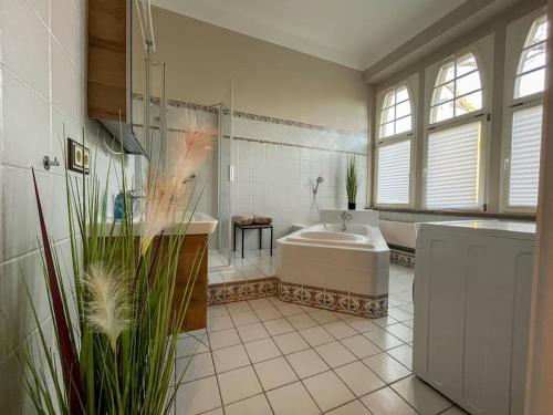 a bathroom with a tub and a sink and a bath tub at Wohnperle*GroßerGarten*Villa in Dresden