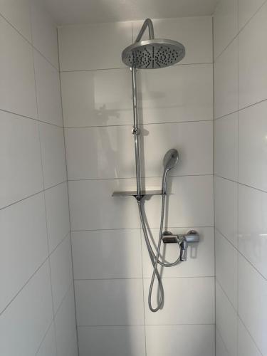 een douche met een douchekop in de badkamer bij Aare ( River side ) in Olten