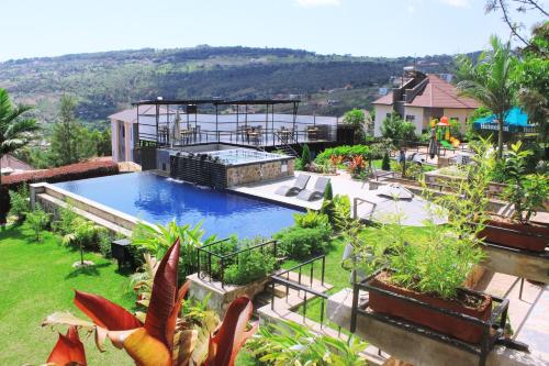 an aerial view of a resort with a swimming pool at REBERO RESORT Ltd in Kigali