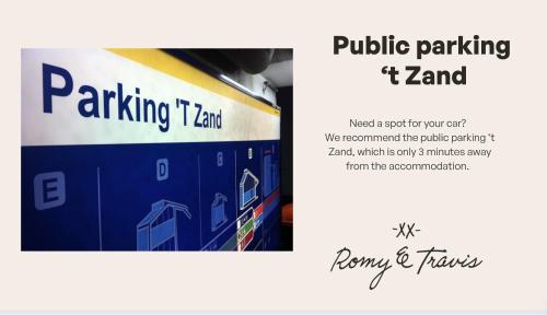 a flyer for a public parking sign for a building at Highest Five by Romy&Travis in Bruges