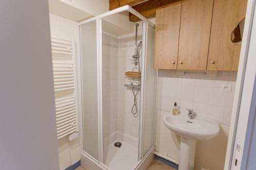 bagno con doccia e lavandino di Charmant duplex a Vannes