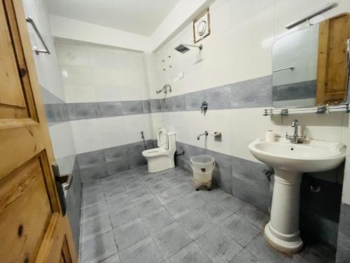 a bathroom with a sink and a toilet at The King Sky Resort in Calangute