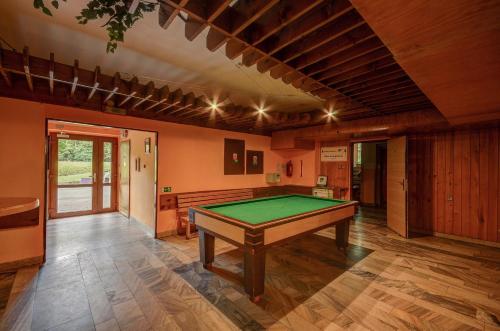 a pool table in the middle of a room at Hotel Andromeda in Ostružná