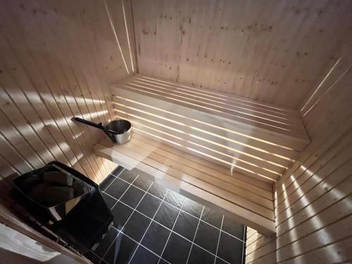 an overhead view of a sauna with a trash can at Funäs Fjällby Funäsdalen in Funäsdalen