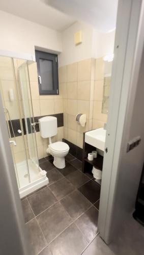 a bathroom with a toilet and a sink at Boutique & Wellness Hotel Vital in Moravske Toplice