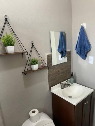 a bathroom with a toilet and a sink at Departamento Relax en Tampico in Tampico