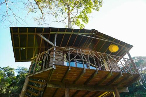 a tree house in the middle of a forest at Moradia da Mata in Nilo Peçanha