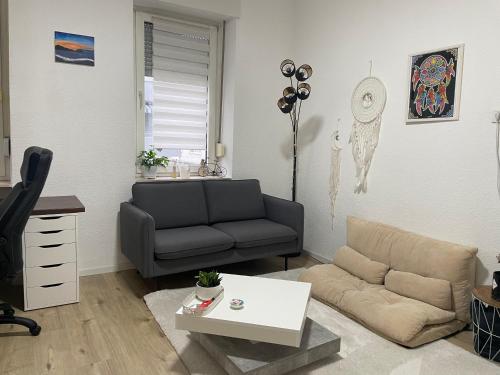 un soggiorno con divano e sedia di Zentrale gemütliche Wohnung a Saarbrücken