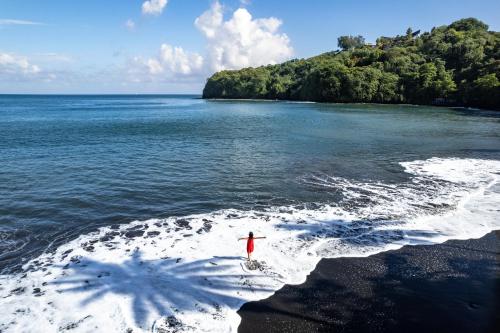 a person standing in the water on the beach at Le Tahiti by Pearl Resorts in Papeete