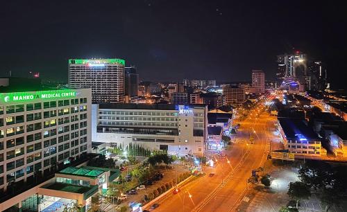 a city at night with street lights and buildings at Seanest Residence 贤巢民宿 18 "Owned by Amadel Residence" in Melaka