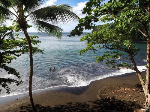 two people in the water at the beach at Le Tahiti by Pearl Resorts in Papeete