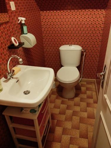 une salle de bain avec toilettes et lavabo dans l'établissement appartement centre ville, à Millau