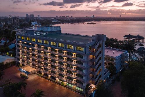 an overhead view of a hotel with a view of the water at Delta Hotels by Marriott Dar es Salaam in Dar es Salaam