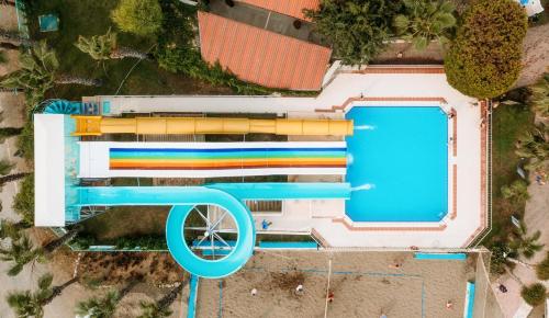 an overhead view of a building with a pool at Club Tuana Fethiye - All Inclusive in Fethiye