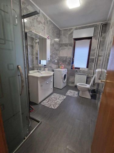 een badkamer met een wastafel en een toilet bij Sobe Lejla in Vipava