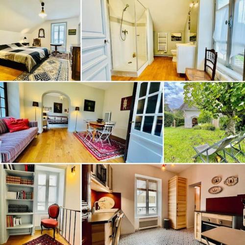 un collage de photos d'un salon et d'une chambre dans l'établissement Villa Ker Den, à Crozon