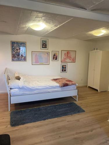 1 dormitorio con 1 cama en una habitación en Hyggelig gæstebolig, en Kjellerup