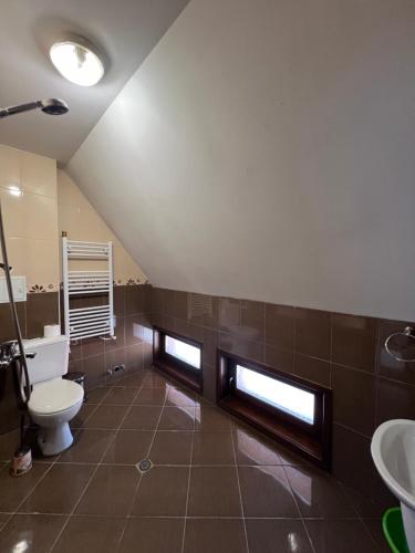 een badkamer met toilet en wastafel bij Panorama Guest House in Smolyan