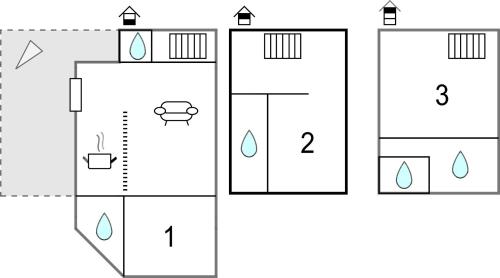 a block diagram of a bathroom with four squares at Nice Home In Quettehou With Kitchen in Quettehou