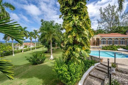dom z basenem i palmami w obiekcie Hospitality Expert Mr X Suite - Tour Pool Bar Beach w mieście Montego Bay