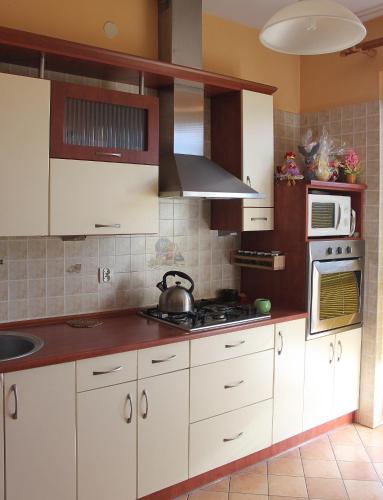 Una cocina o cocineta en Dom w zieleni