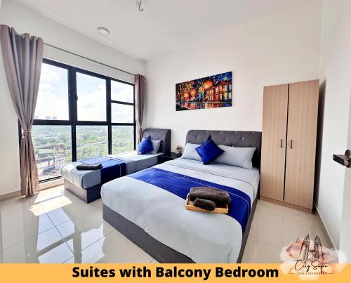 a bedroom with two beds and a window at Trion @ Kuala Lumpur near KLCC TRX by Cityscape in Kuala Lumpur