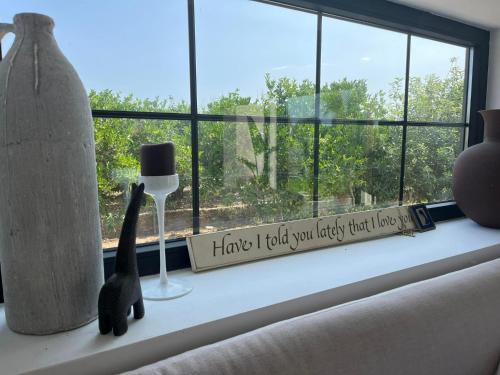 a window sill with two black cats sitting on it at CasaNoa Luxury Villa Bed and Breakfast in Jávea