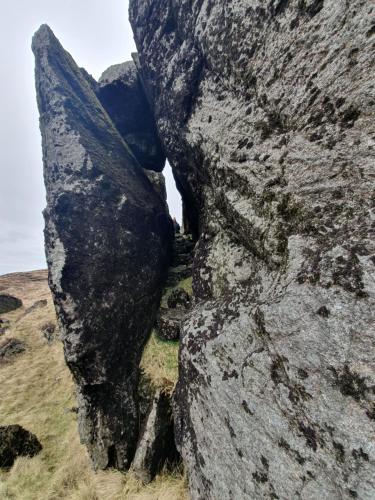 a large rock on the side of a mountain at Carlingford Mountain Farm in Dundalk