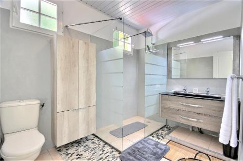 een badkamer met een toilet en een wastafel bij Nature Paradise in Quartier Monplaisir