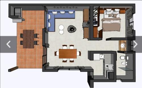 a floor plan of a bedroom and a bathroom at Casas Acrux in Nono