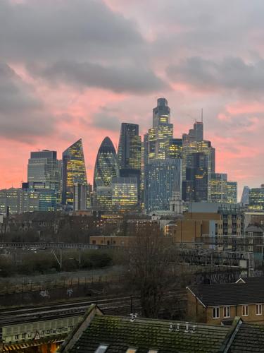 a view of a city skyline at sunset at Blue London Rooftop in London