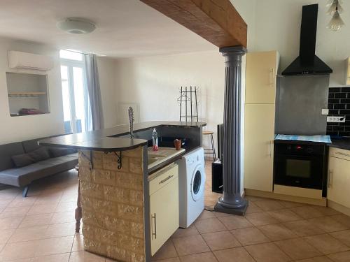 une cuisine avec un évier et un lave-vaisselle dans l'établissement Duplex Nîmes 5 Rue Sainte Catherine, à Nîmes