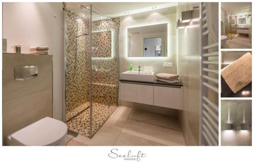 La salle de bains est pourvue d'une douche, de toilettes et d'un lavabo. dans l'établissement Seeloft (Nr. 04), à Norderney